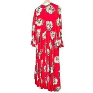 strapless open back dress Mikael Aghal Floral Print Sheer Chiffon Midi Dress – Long Sleeve High – MIKAEL  AGHAL main image 1